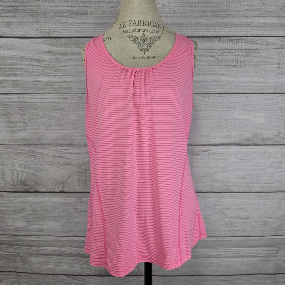 Kirkland Signature Women's Neon Pink Moisture Wicking Striped Tank Top